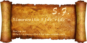 Simonovits Flórián névjegykártya
